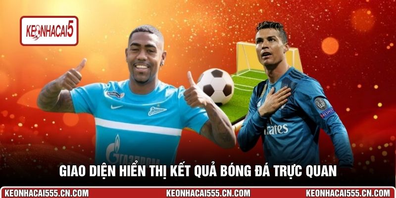 Giao diện hiển thị kết quả bóng đá trực quan